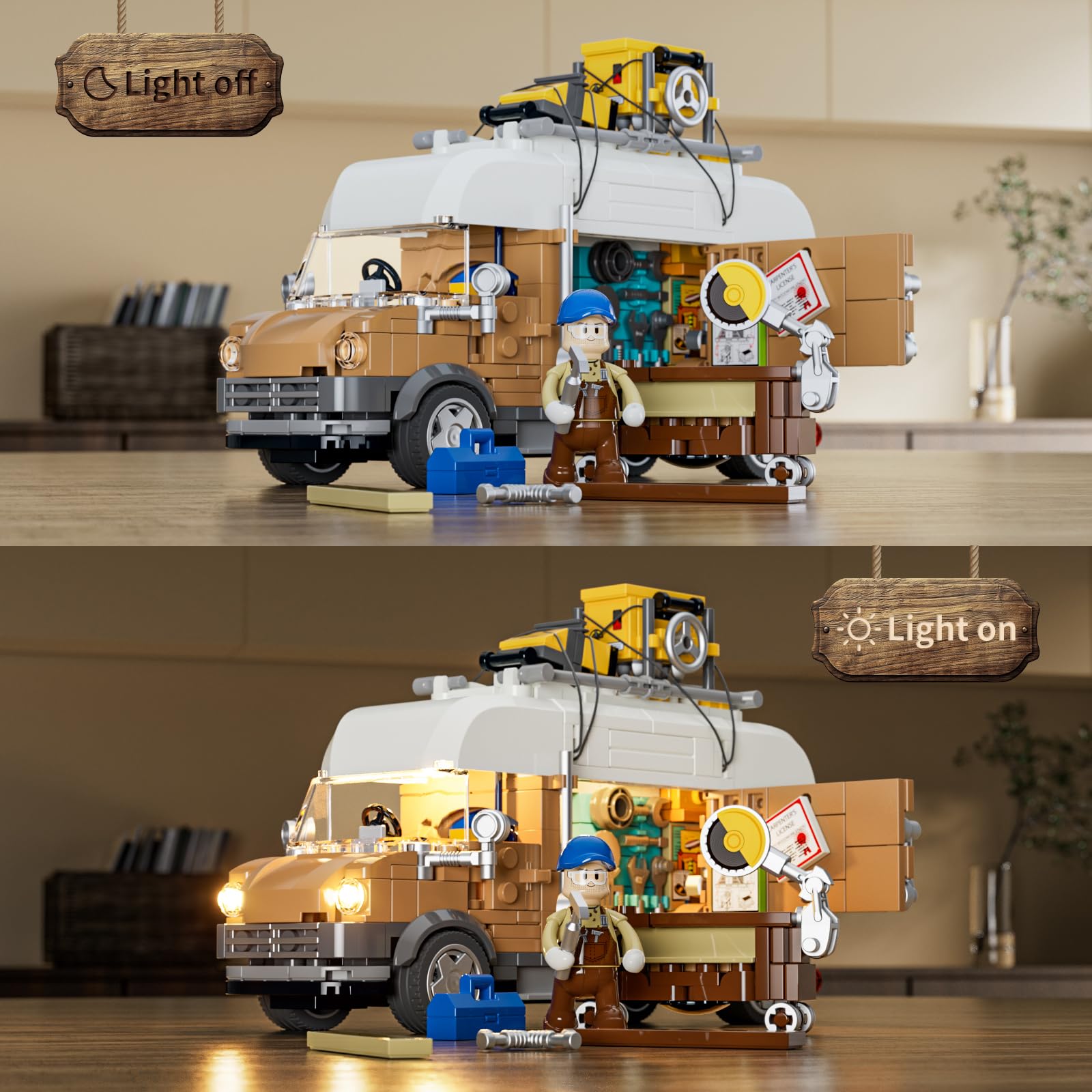 FUNWHOLE Carpentry Van cab light highlighting cockpit detail for collectors.
