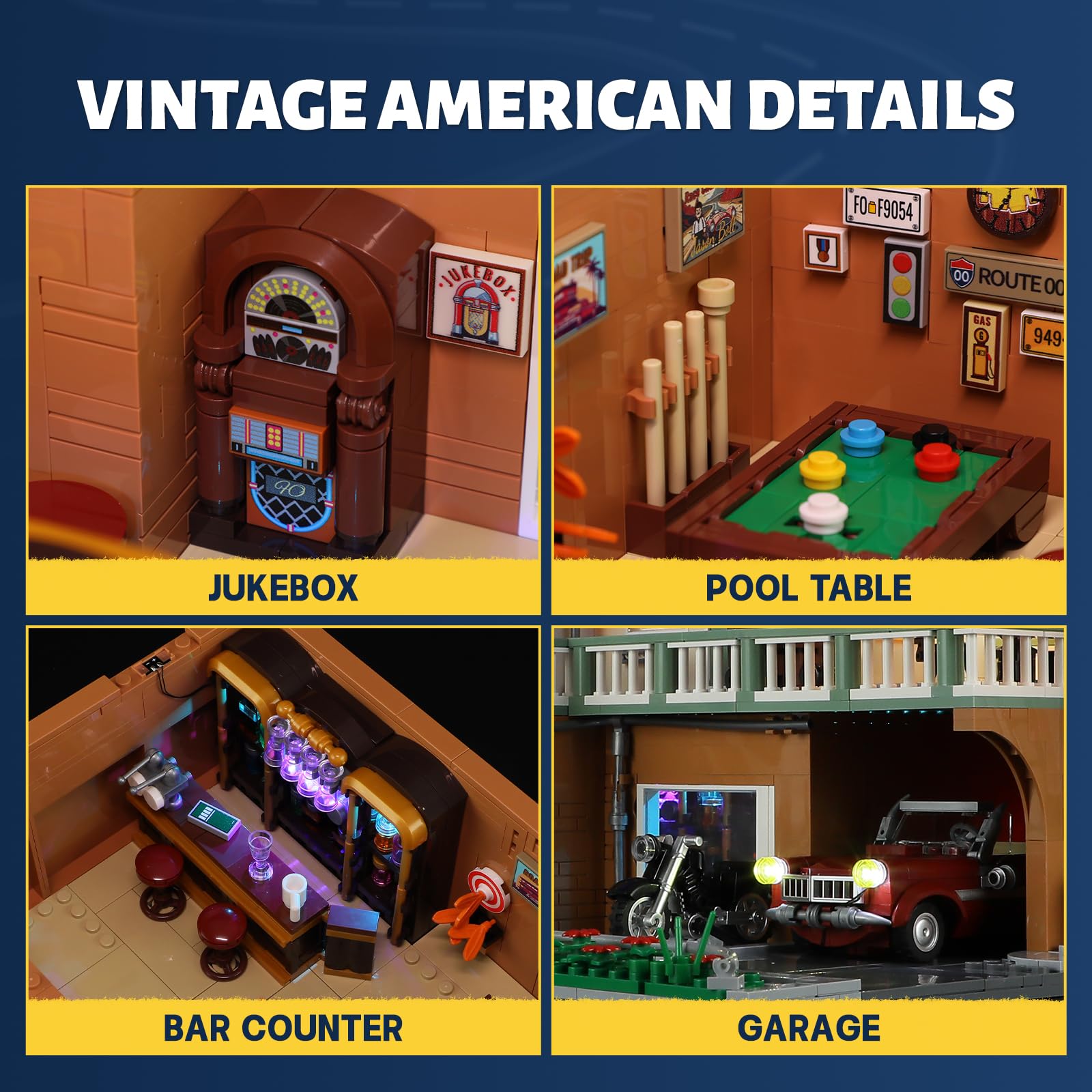 FUNWHOLE Retro motorcycle included for authentic road trip storytelling.