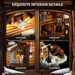 FUNWHOLE Spotty the hound figure adds character to the hunting cabin scene.