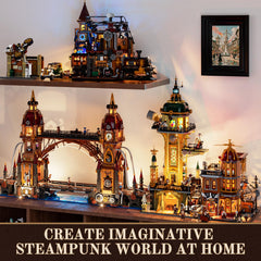 FUNWHOLE Steampunk Observatory Tower detailed metalwork and copper tones enhance display realism.