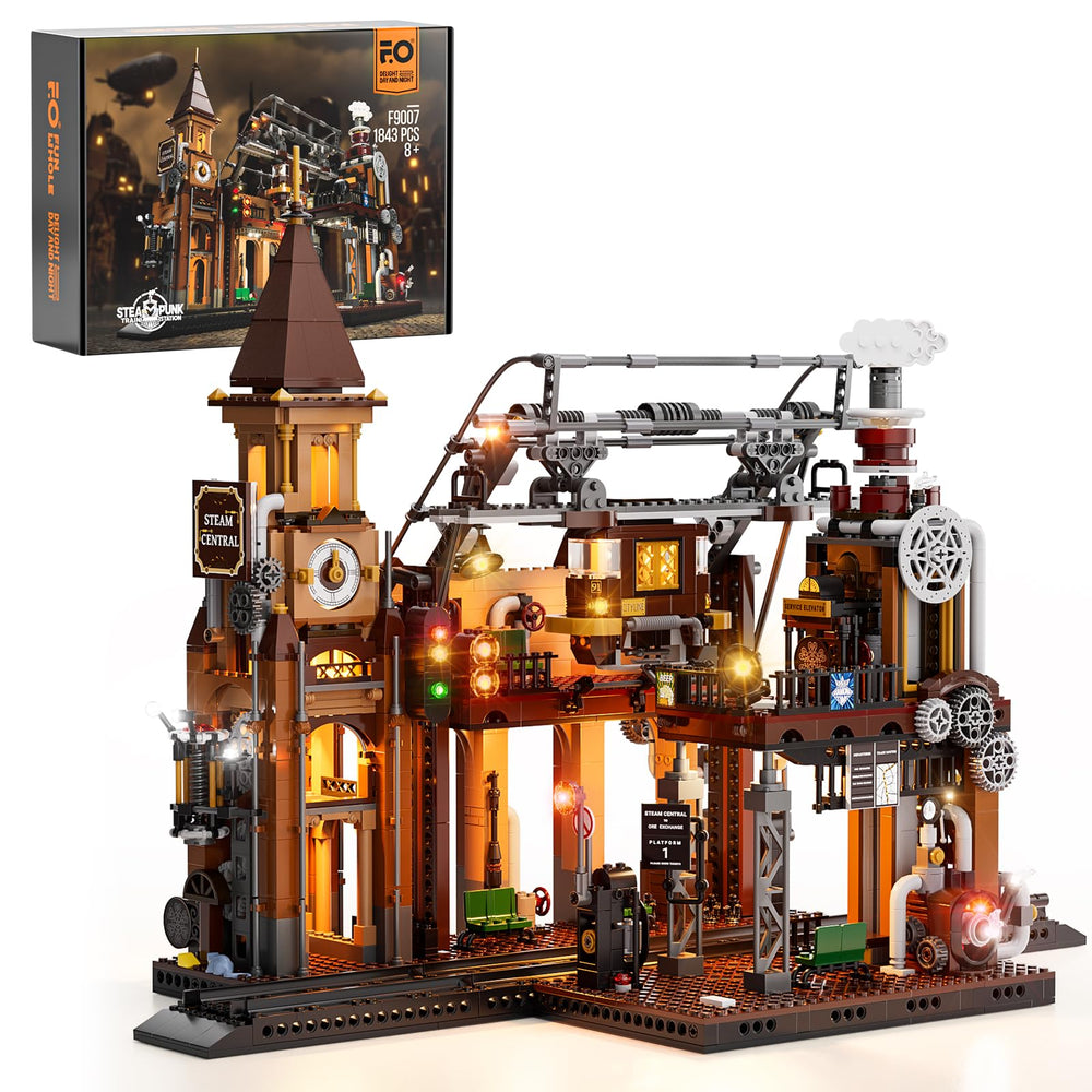 FUNWHOLE Train-Station Lighting Design with illuminated bricks, ideal for a dramatic desk display.