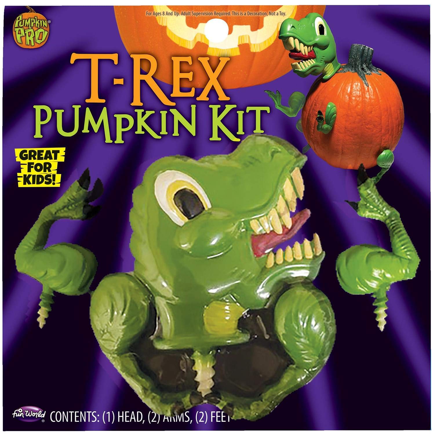 Fun World T-Rex arms pumpkin kit—creates dynamic limb details for a fierce look.