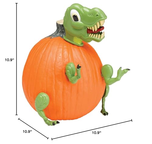 Fun World T-Rex assembled pumpkin dino—complete decoration ready for show.