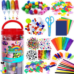 FUNZBO arts and crafts kit with colorful pom-poms for imaginative play and hands-on learning
