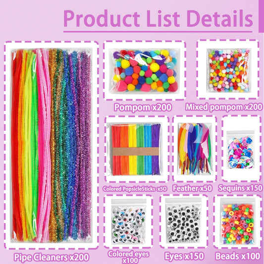 FUNZBO pom-poms craft kit adds texture and color for playful decorations.