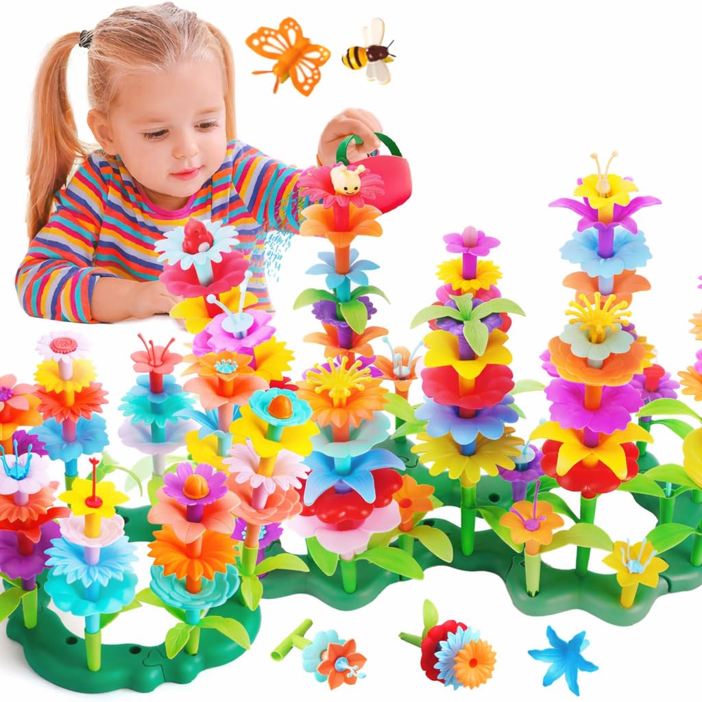 Funzbo flower garden set full view shows the complete 138-piece kit.