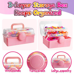 FUNZBO three-layer pink storage box keeps beads organized and portable