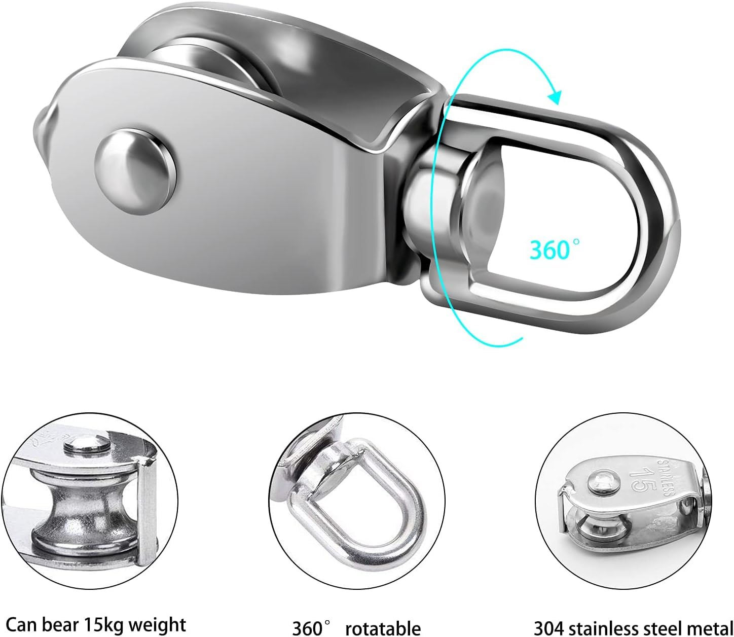 FUQUN pulley hook carabiner attachment supports quick, secure tree branch setup