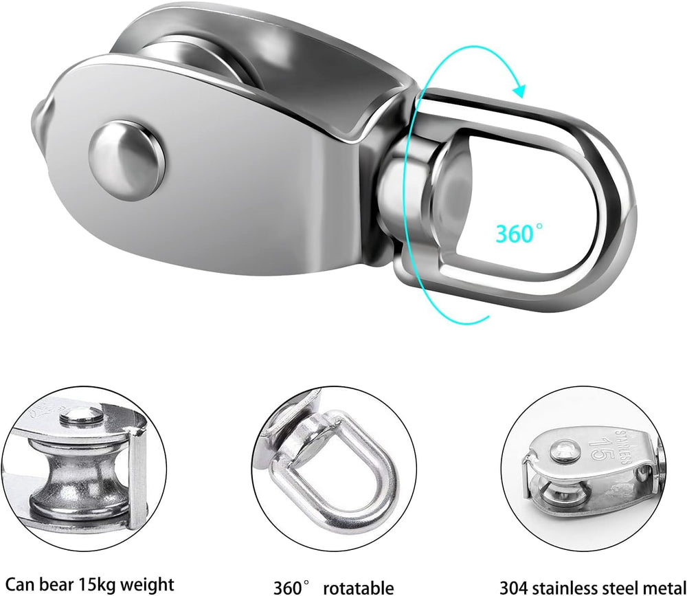 FUQUN pulley hook carabiner attachment supports quick, secure tree branch setup