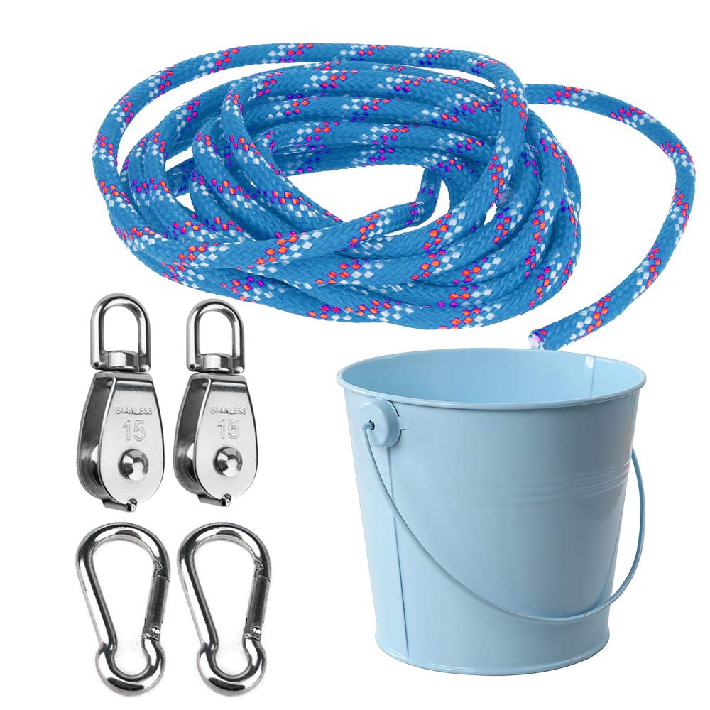 FUQUN Treehouse pulley bucket carry demonstrates easy transport for outdoor play.