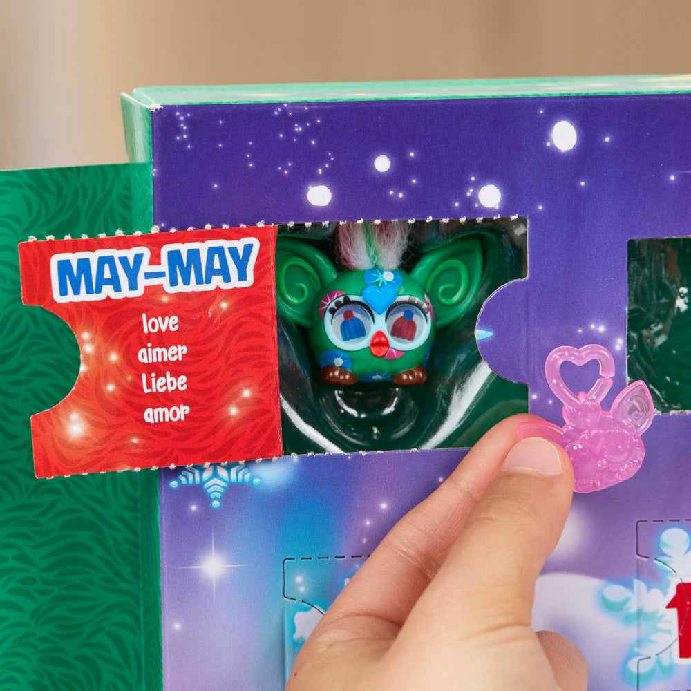 Furby Minis perforated doors invite daily unboxing excitement.