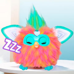 Furby Coral wearing clip-on beads for creative fashion styling.