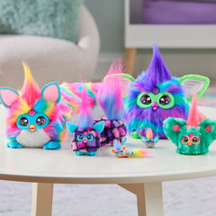 Furby DJ Furblets Kitt-Ee-Luv interacts with other Furby toys for collaborative play.