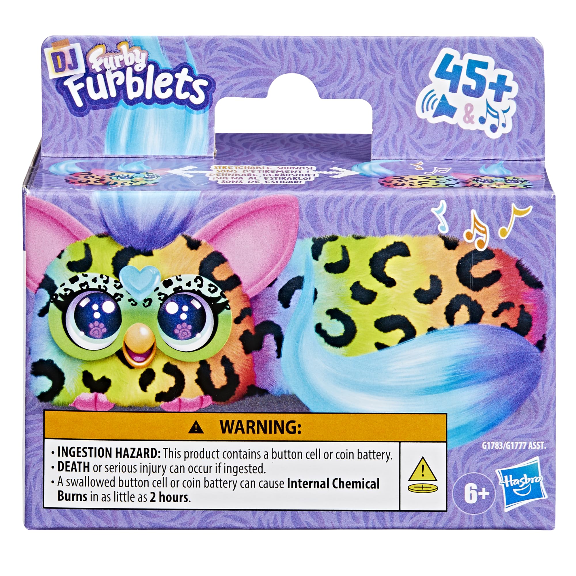 Furby DJ Furblets Rainbow-Kat stretch-action view highlighting stretchable body for silly sounds