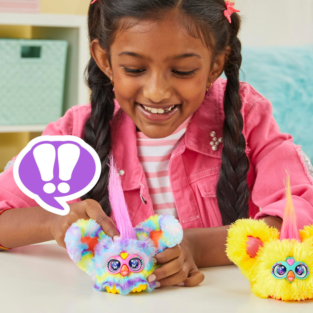 Removable keychain clips on Furby Furblets for on-the-go