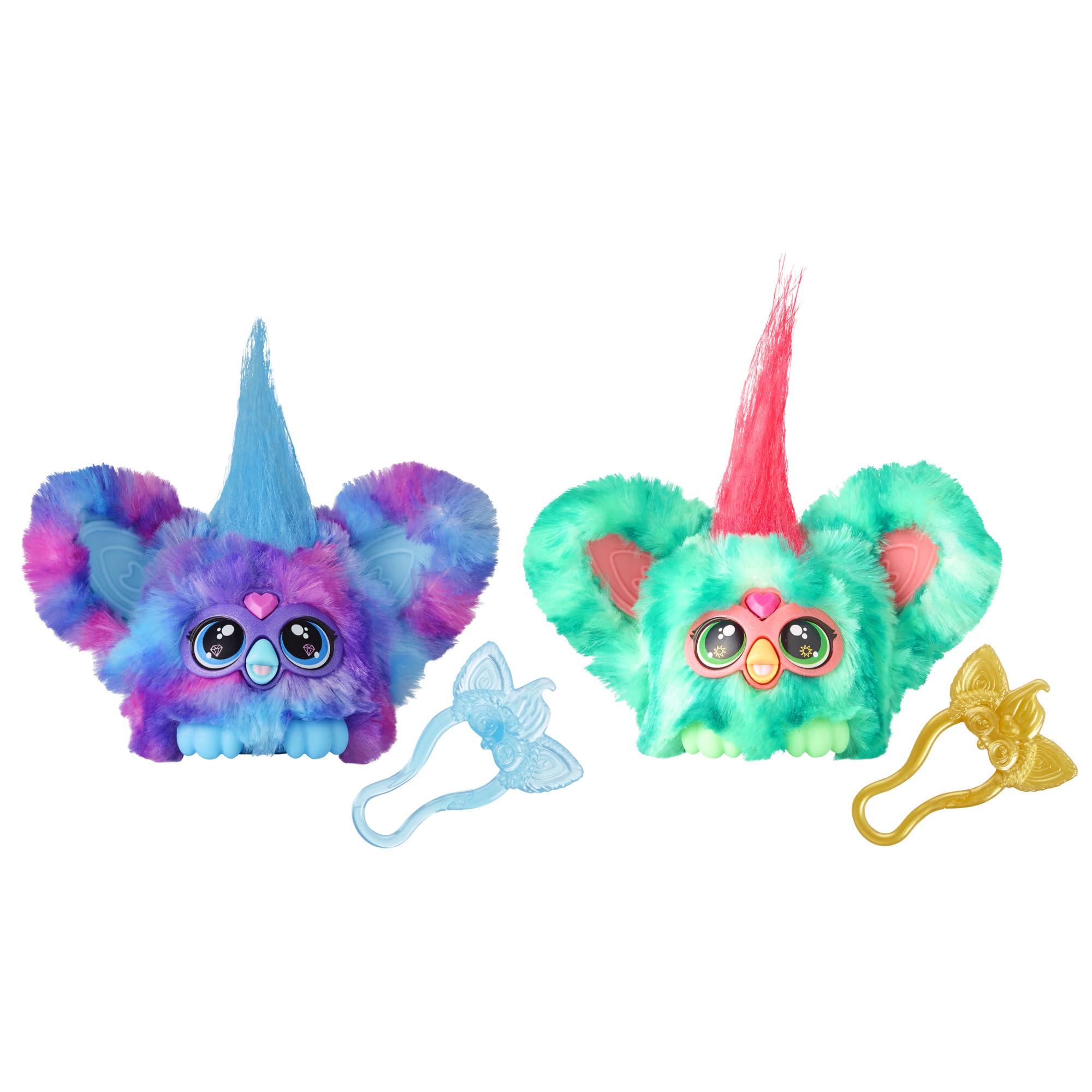 Furby Furblets Luv-Lee red-green backpack clip for on-the-go play.