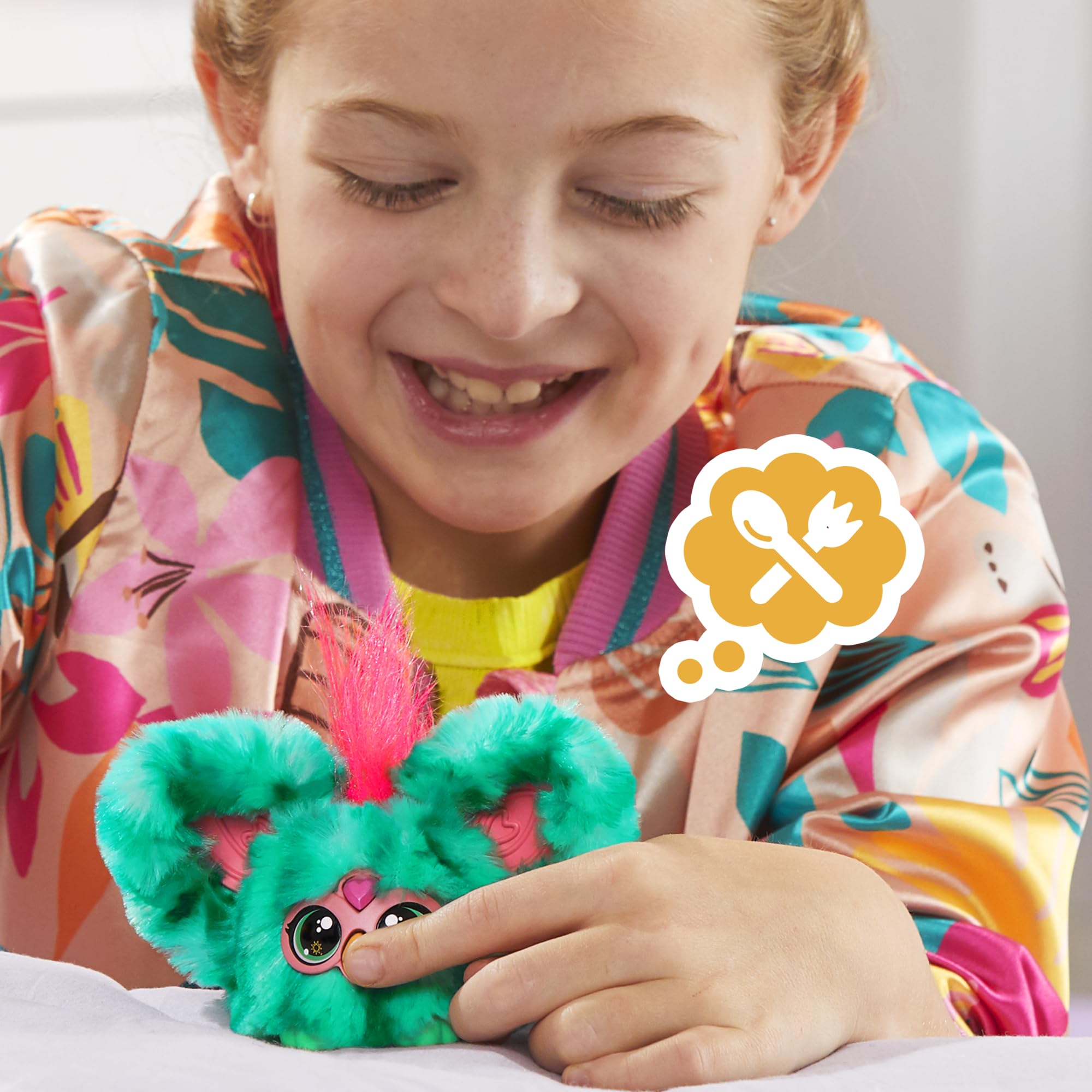 Furby Furblets Mello-Nee beak press triggers feeding noises and sounds