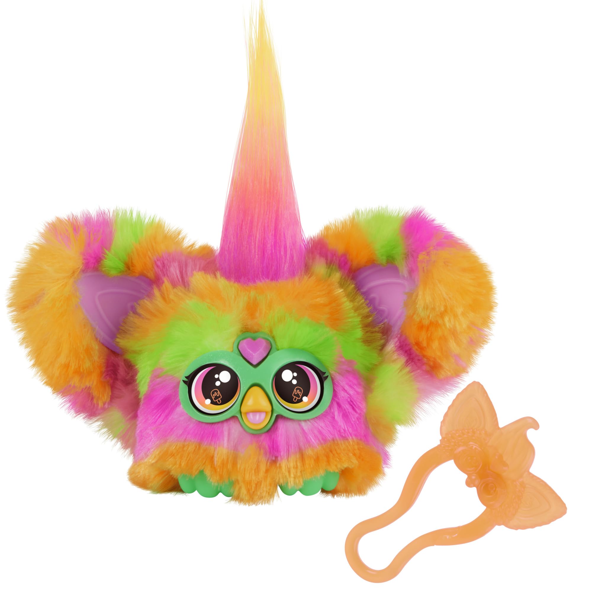 Furby Furblets Par-Tay mini friend with backpack clip for easy travel.