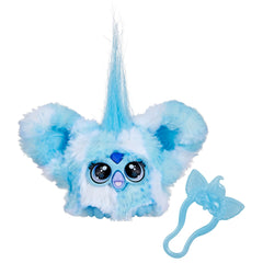 Furby Furblets Sno-Way Holiday Edition on a backpack clip, a festive travel companion.