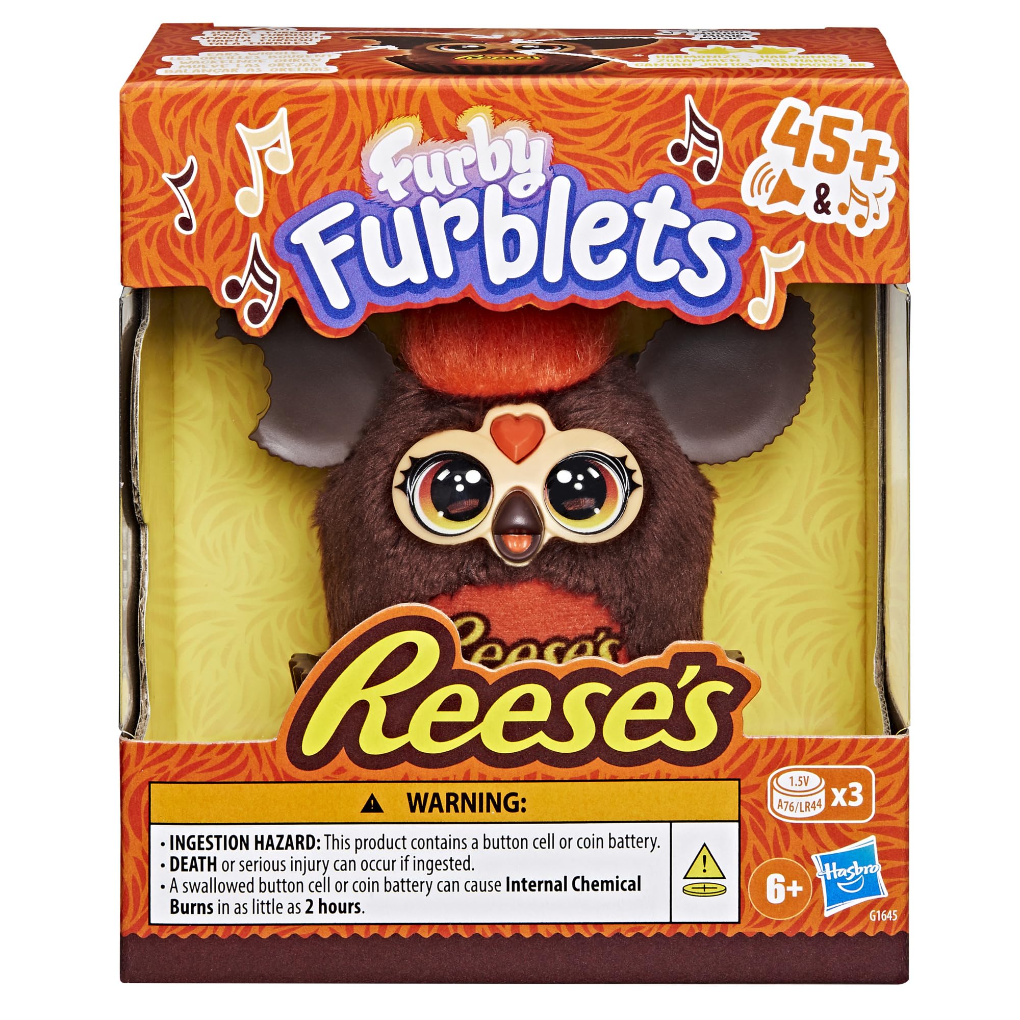 Wiggly ears add playful charm to the candy plush Furby Furblets.