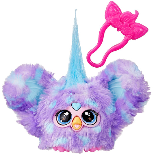 Furby Groo-Vee Mini Friend with backpack clip for on-the-go play.