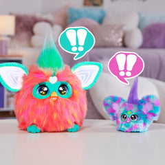 Furby Mer-May Furblets compact two-inch size fits desks, bags, and pockets.