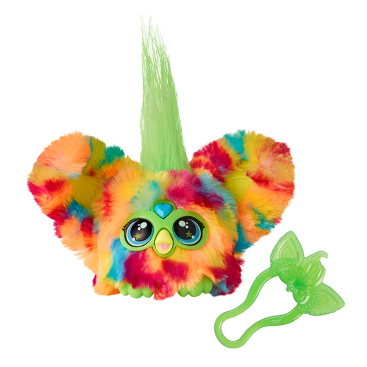 Furby Pix-Elle mini plush with backpack clip for on-the-go play.