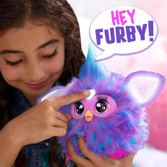 Furby Purple face with lit eyes, responsive talking toy