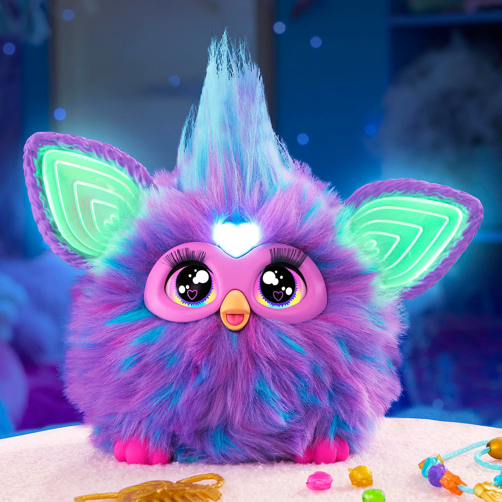 Furby Purple heart gem voice activation, responds to Hey Furby