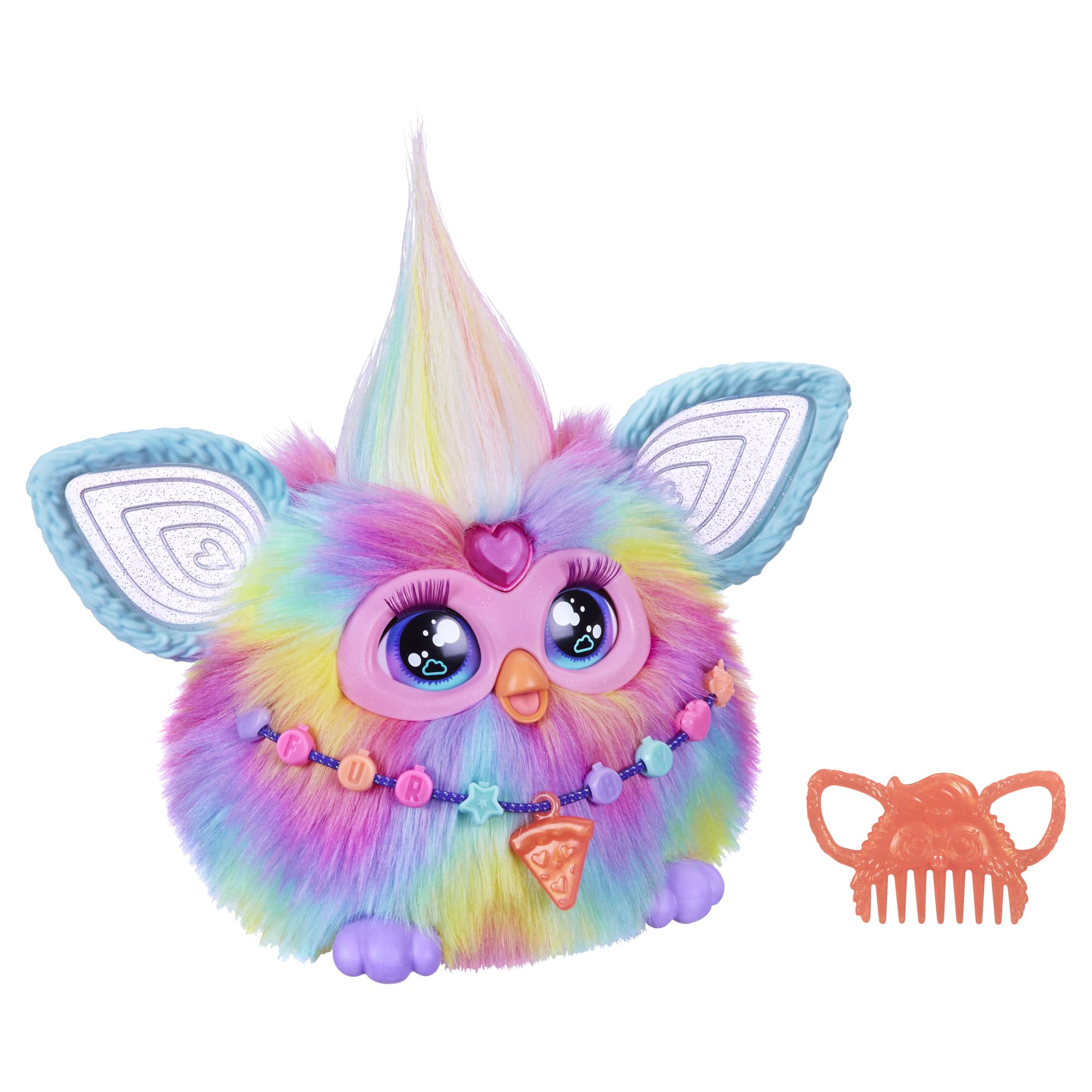 Furby Tie Dye plush toy with vibrant colors inviting imaginative play.
