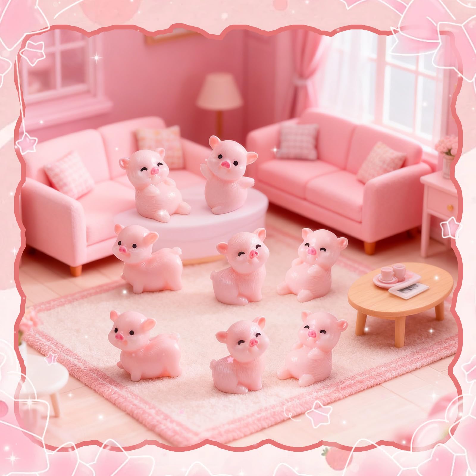 Furjane resin pig figures for fairy garden terrarium.
