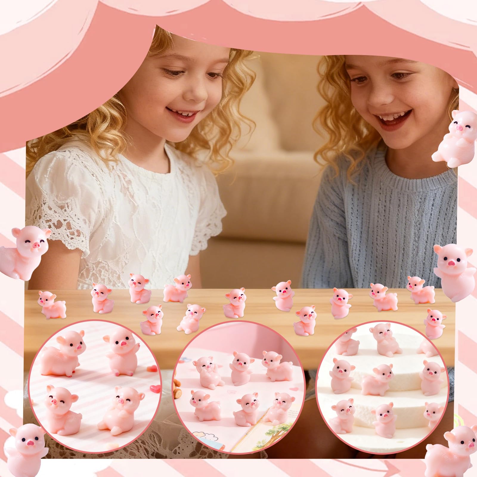 Furjane pink pig miniatures for cake toppers.