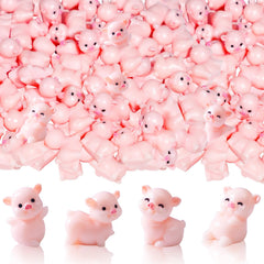 Furjane pink pig figurines set: four poses for fairy gardens and crafts.