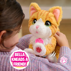 The kneading sequence is activated by Bella's head touch for a sweet pretend ritual.