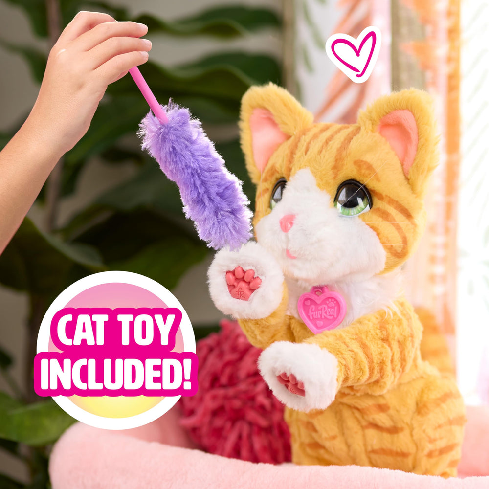 Wave the purple accessory to Bella's nose for playful swats and giggles.