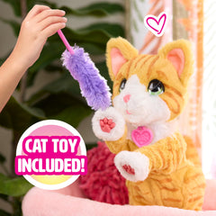 Wave the purple accessory to Bella's nose for playful swats and giggles.