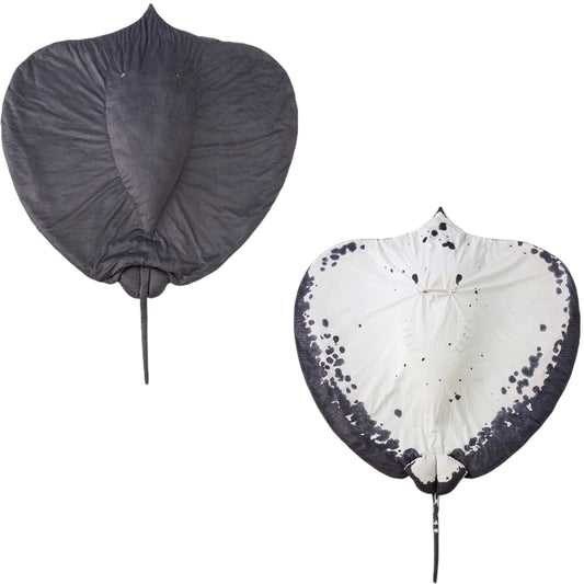 Furvana Manta Ray blanket with embroidered eyes for a cute, inviting look.
