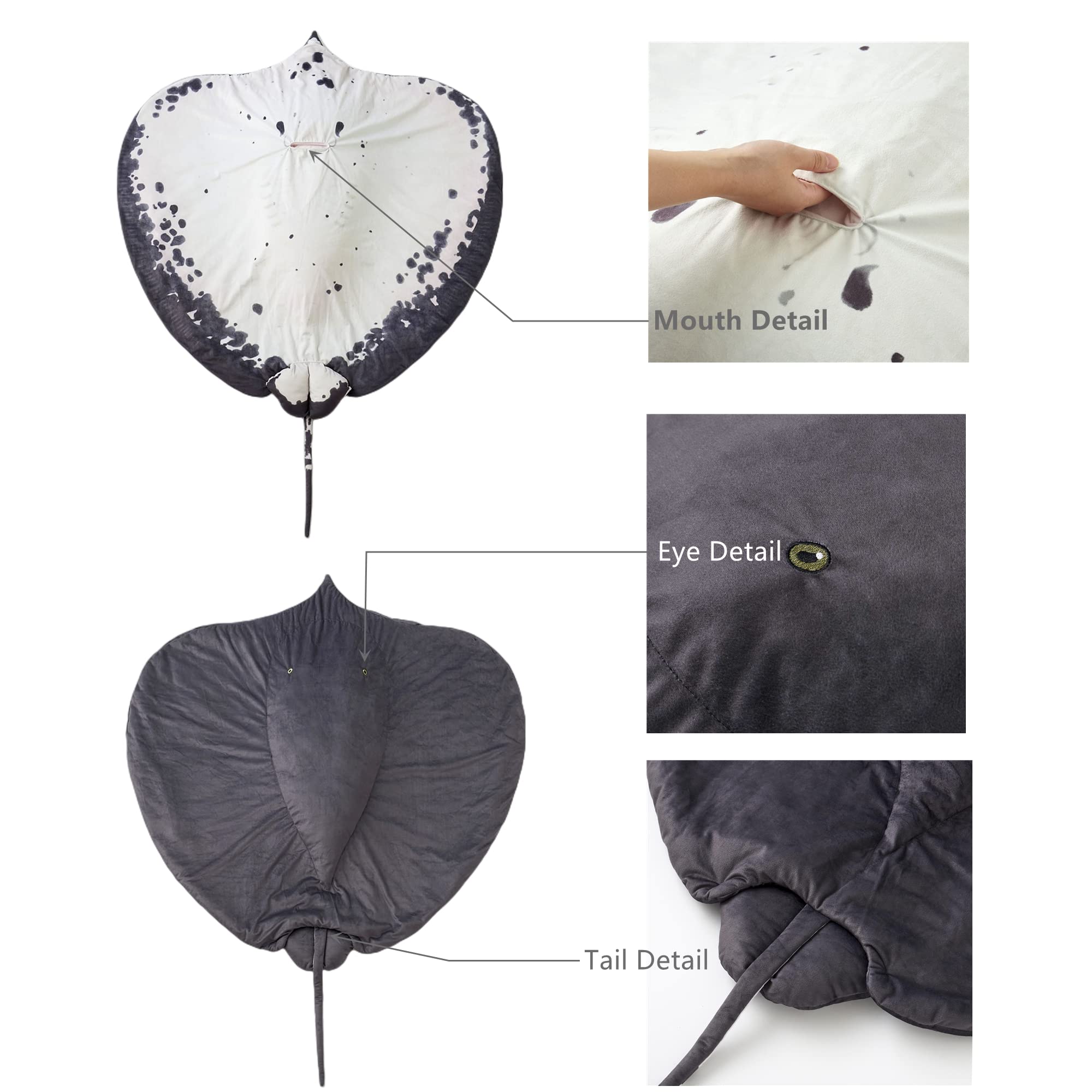 Furvana plush stingray stuffed toy doubles as comforting companion.