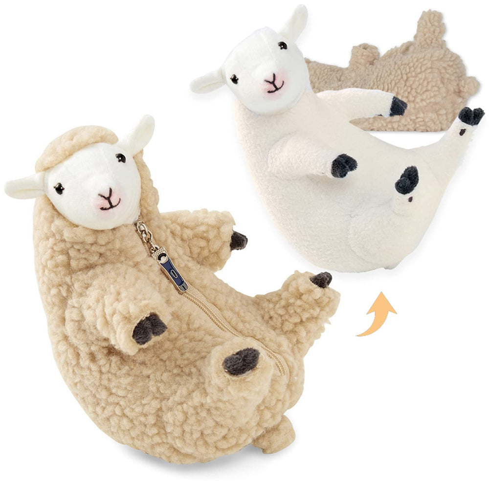 Furvana shaved sheep stuffed animal front view, ultra-soft plush for cuddling