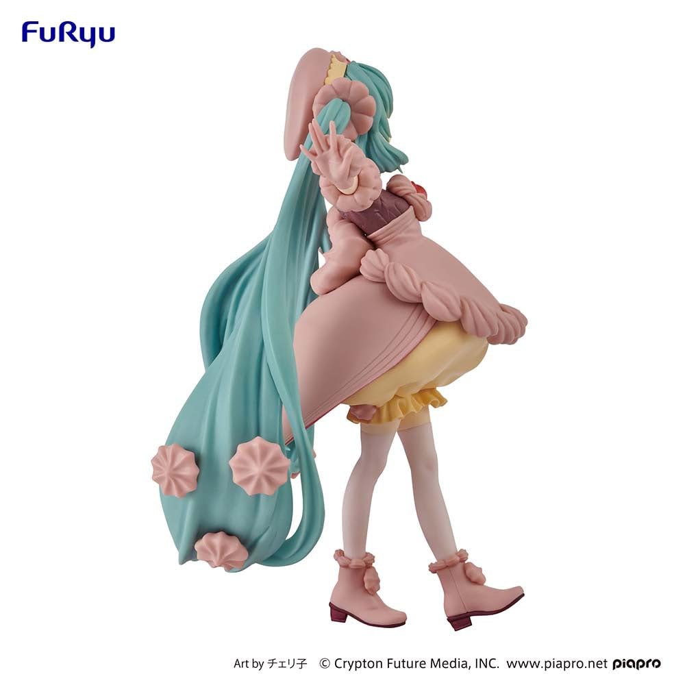 Compact Furyu Hatsune Miku SweetSweets figure on display shelf