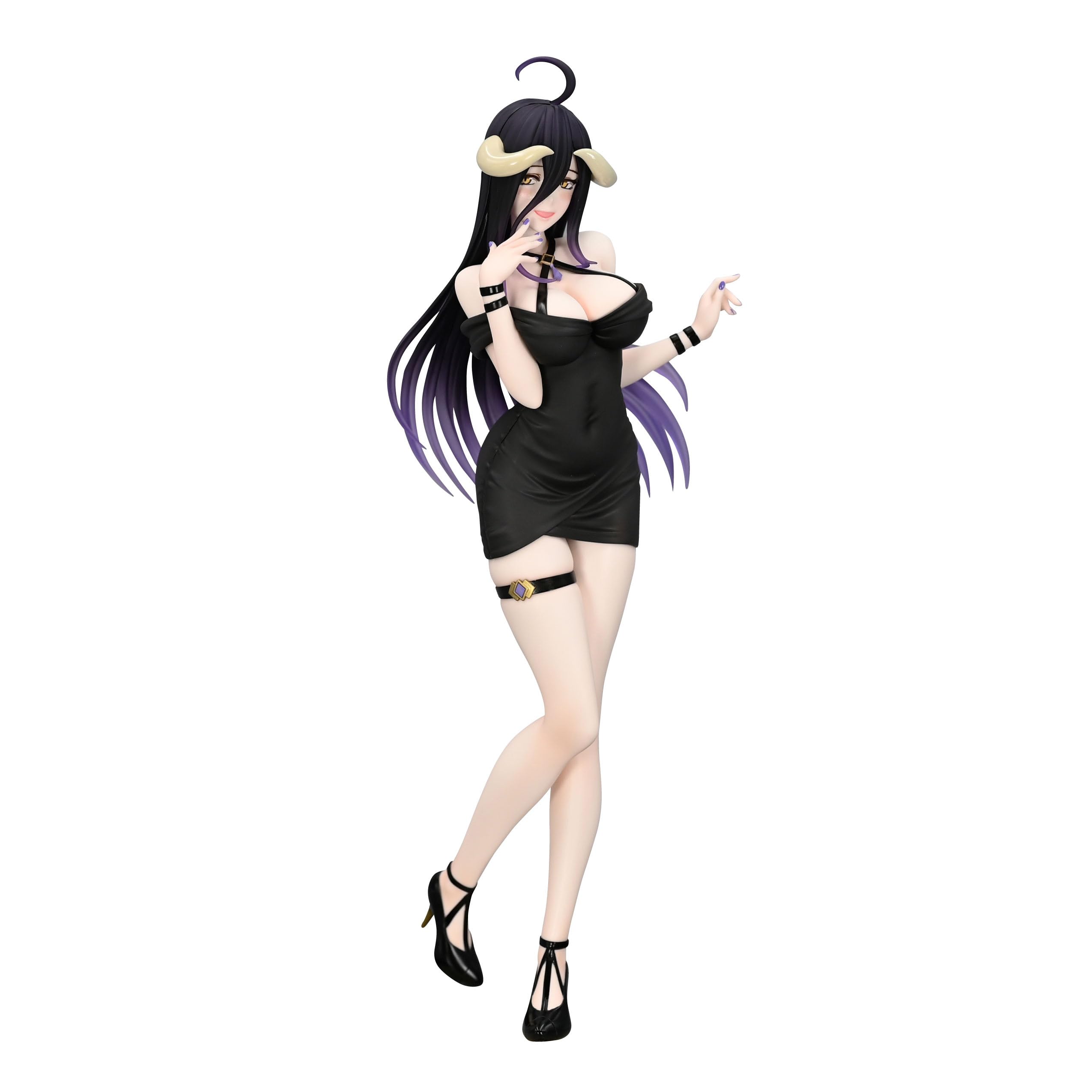 FURYU Overlord Albedo mini dress figure front view highlights intricate sculpting for display.