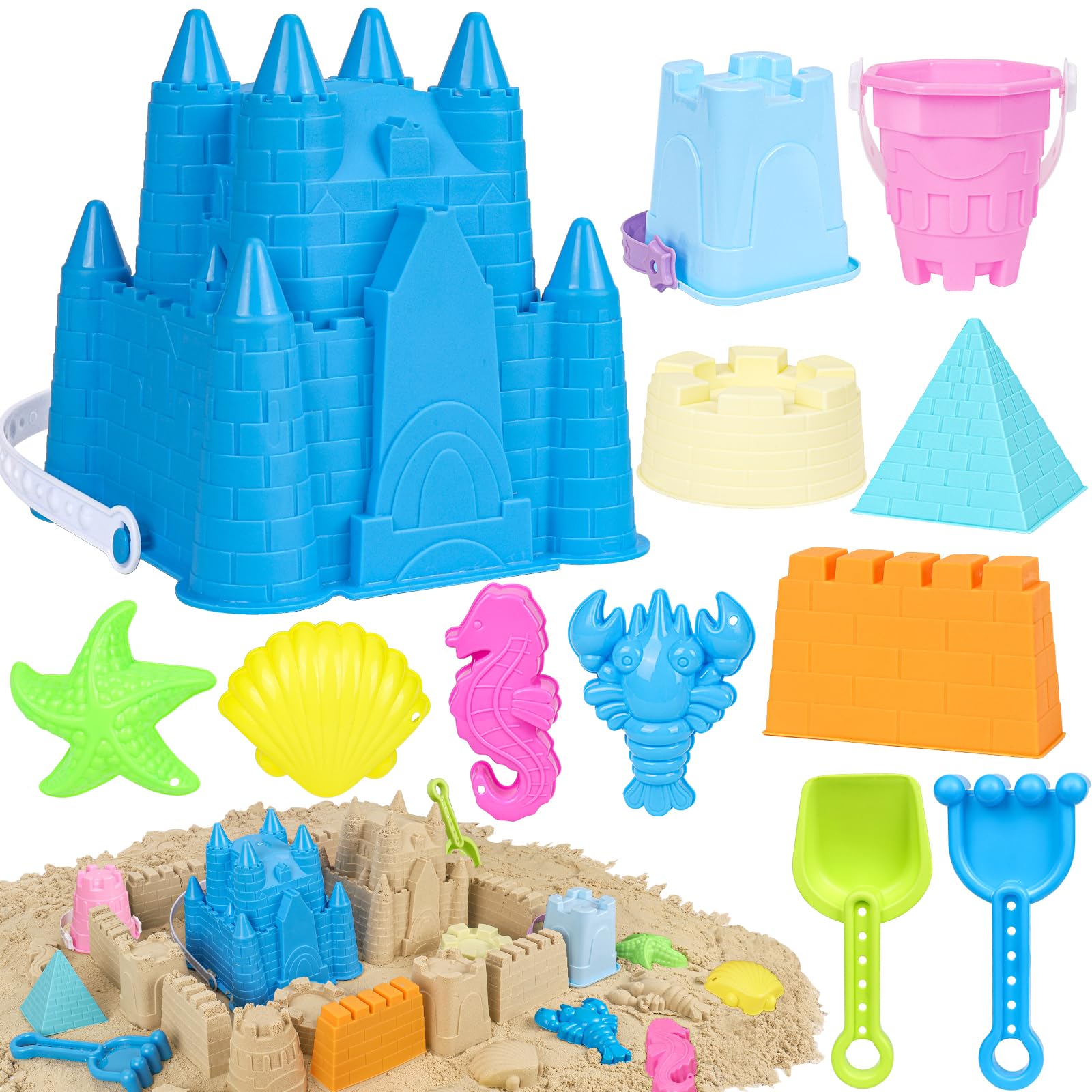 FUSPWEAO beach toys castle bucket ready for epic sandcastle projects at the beach.