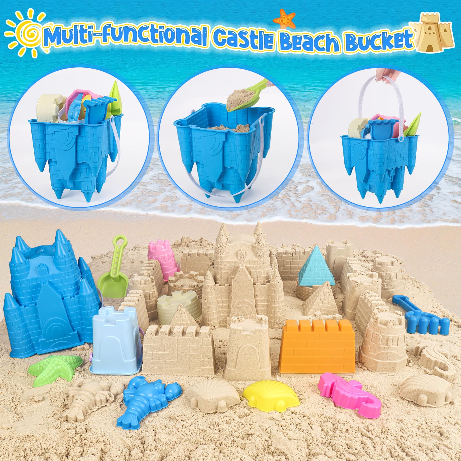 FUSPWEAO small castle bucket with molds, perfect for tiny builders on the beach.