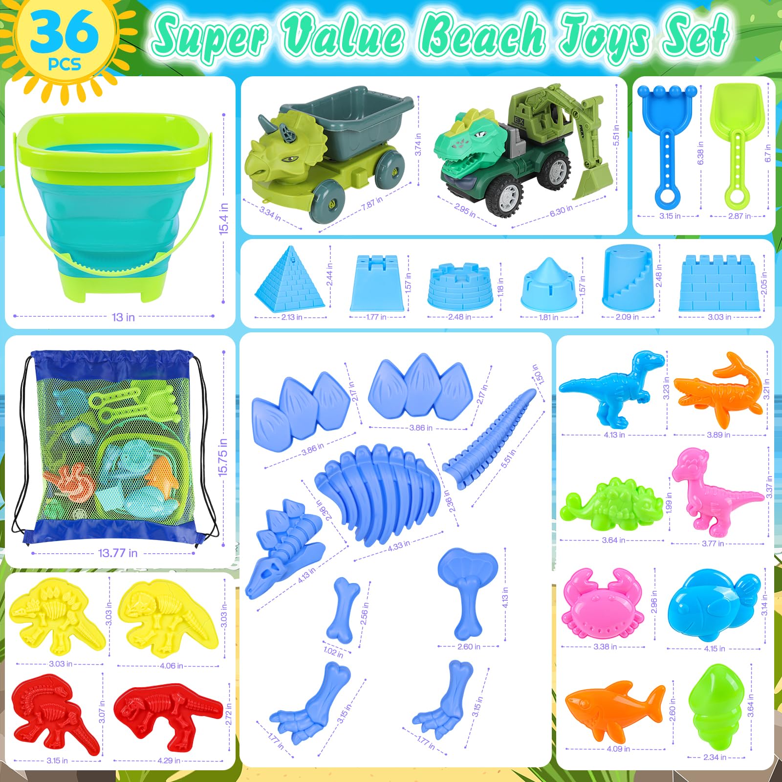 FUSPWEAO shovels and rakes included for shaping sand and easy cleanup