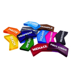 Futhark colorful acrylic keyword tokens ready for fast mana and keyword tracking during play.