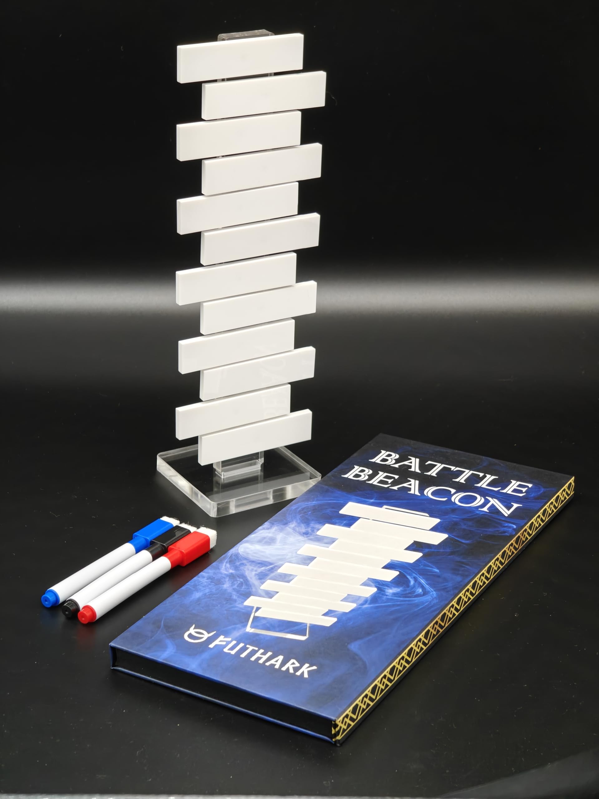 Futhark DND Initiative Tracker flags with dry-erase markers label each combatant.