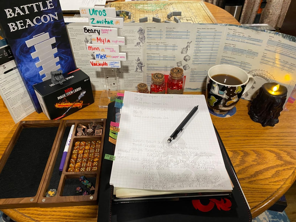 Futhark DND Initiative Tracker compact storage box keeps components organized.