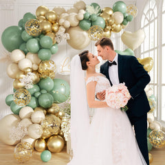 Futureferry Sage-green gold mix adds chic party vibes.