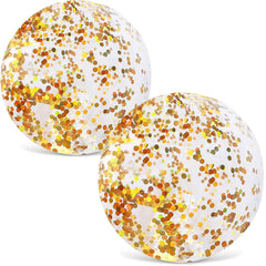 FUTUREPLUSX 16-inch glitter beach balls with gold confetti for festive pool days