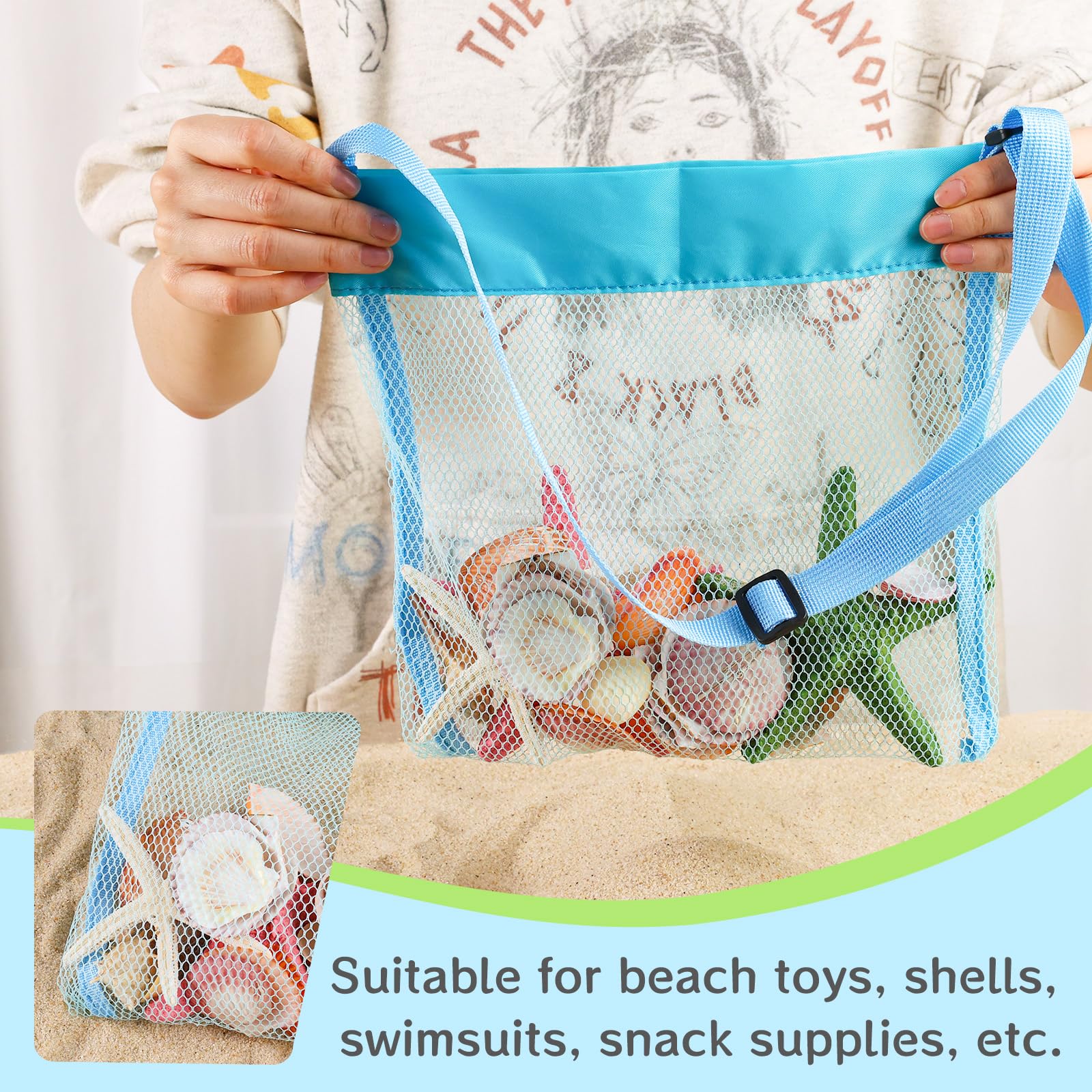 FuturePLUSX lightweight adjustable-straps mesh bags for kids at the beach.